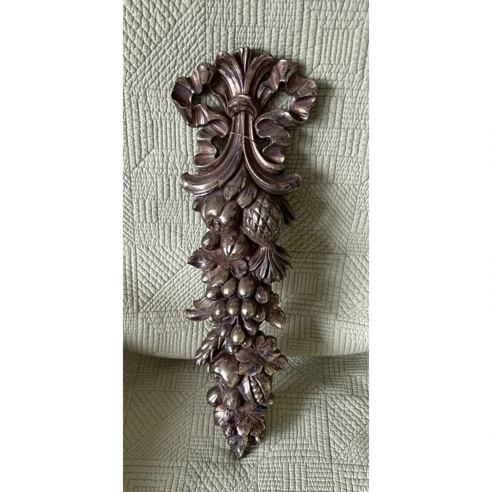 Vintage Syroco Gold Fruit Foliage Wall Plaque 16.25